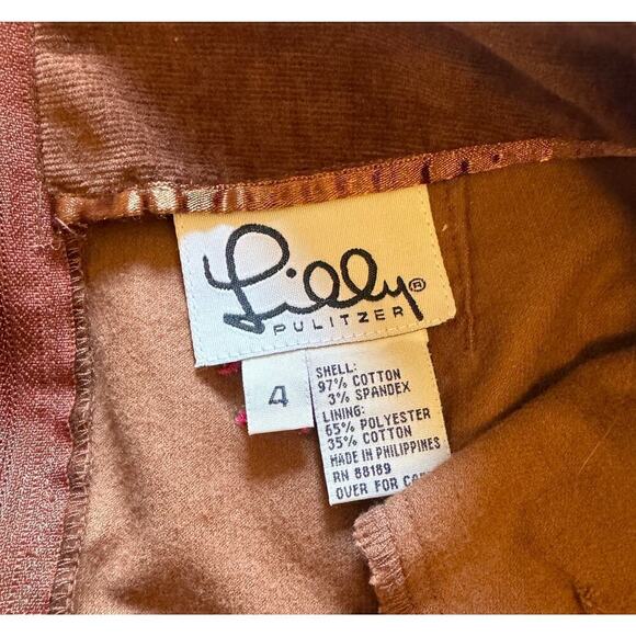 Vintage Lilly Pulitzer Corduroy Mini Skirt w/ Embroidered Pink Horses Size 4 - Picture 3 of 4